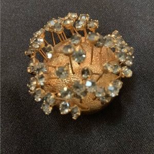 Vintage Signed Corocraft 1950’s Sputnik Gold tone w Rhinestones Trembler Brooch